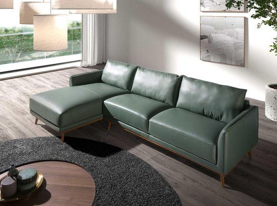 Угловой диван с левым шезлонгом 6200/5607-L-M5677 Angel Cerda из зеленой кожи