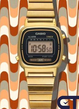 Casio LA670WGA-1 — женские цифровые часы с 7 таймерами и стальным браслетом