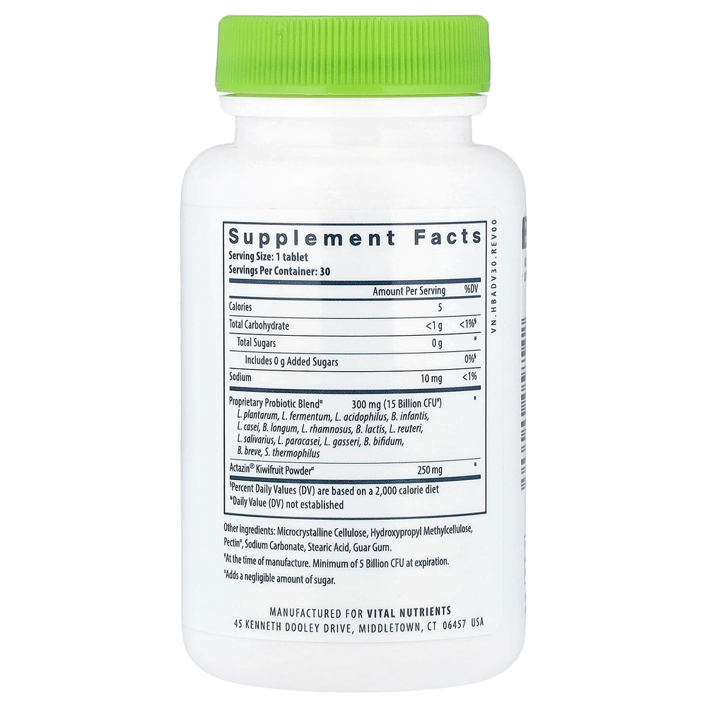 Vital Nutrients, Hyperbiotics®, Pro-15®, улучшенный пробиотик, 30 веганских таблеток