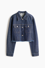 Короткая джинсовая куртка — Тёмно-синий деним - H&M