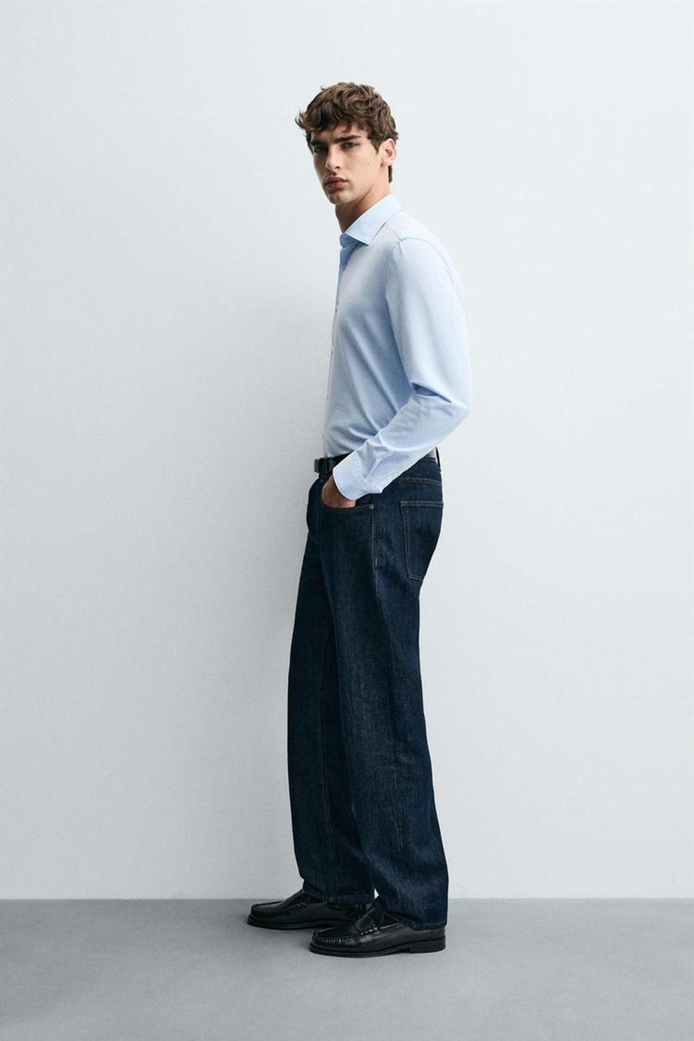 ZARA РУБАШКА REGULAR-FIT, НЕБЕСНО-ГОЛУБОЙ