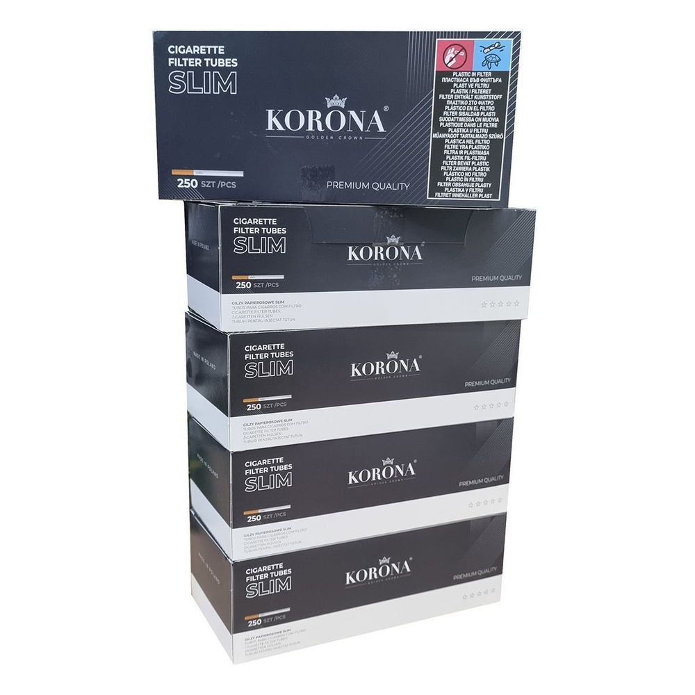 Гильзы для сигарет "Korona" Slim 5х250шт (Комплект)