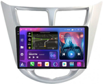 Магнитола для Hyundai Solaris 1 2010-2016 (рамка серебро) - FarCar BM067M-2K монитор 9.5" 2K QLED на Android 14, Быстрая, CarPlay, 4G SIM-слот