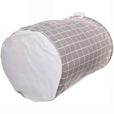 Корзина для белья складная круглая Коричневая клетка 44*34 см