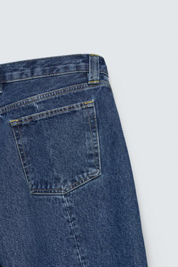 ZARA ДЖИНСЫ BARREL FIT С ДЕКОРАТИВНЫМИ ШВАМИ, СИНИЙ