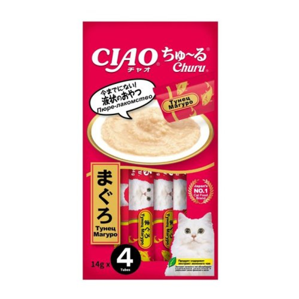 Лакомство Inaba Ciao Churu Пюре Тунец Магуро для кошек 14 г 4 шт