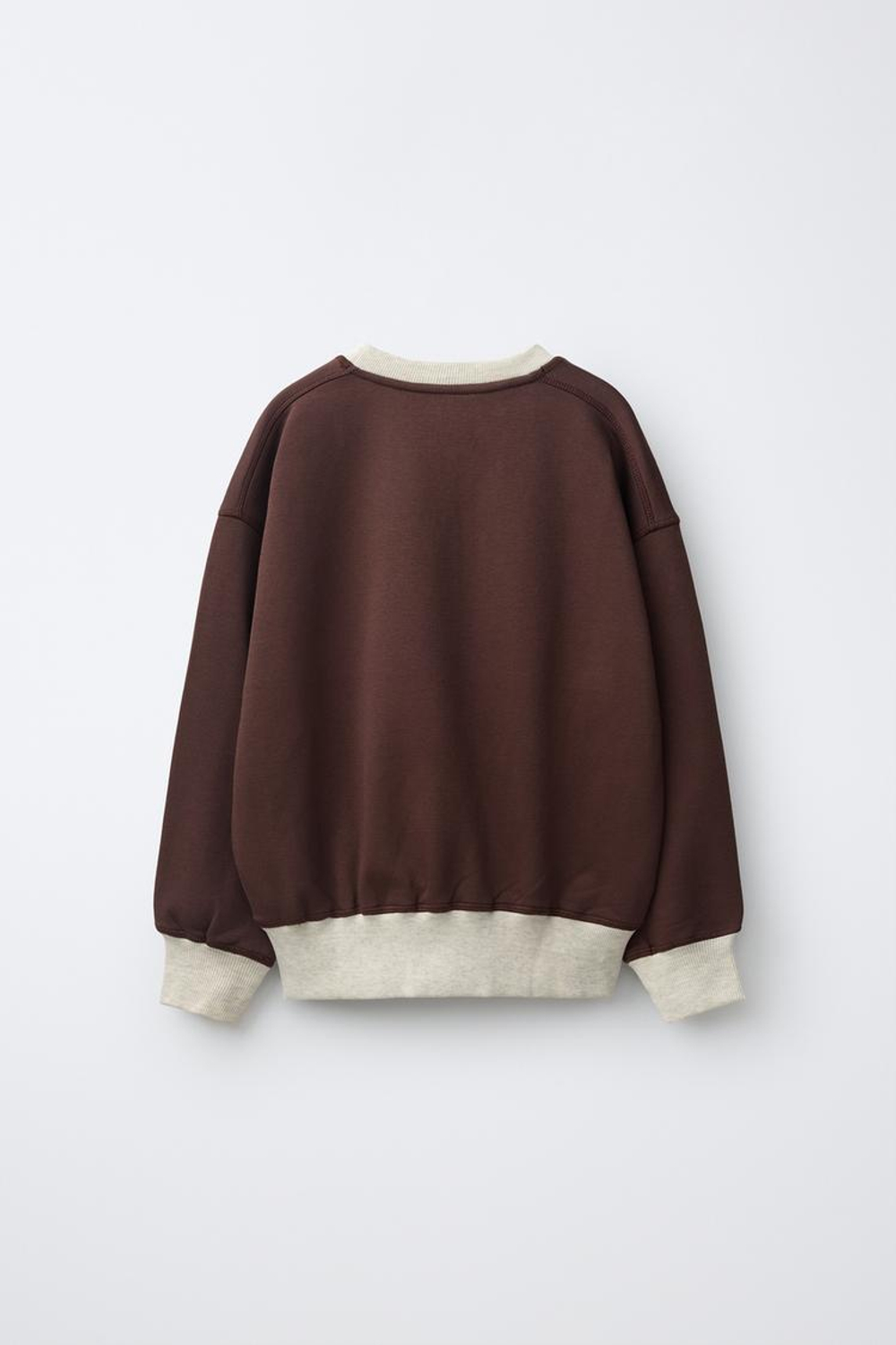 ZARA КОМПЛЕКТ ИЗ ТОЛСТОВКИ И БРЮК WIDE LEG В СТИЛЕ COLOR BLOCK, КОРИЧНЕВЫЙ
