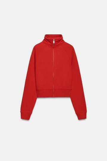 ZARA ТОЛСТОВКА С НАШИВКОЙ НА СПИНЕ, КРАСНЫЙ