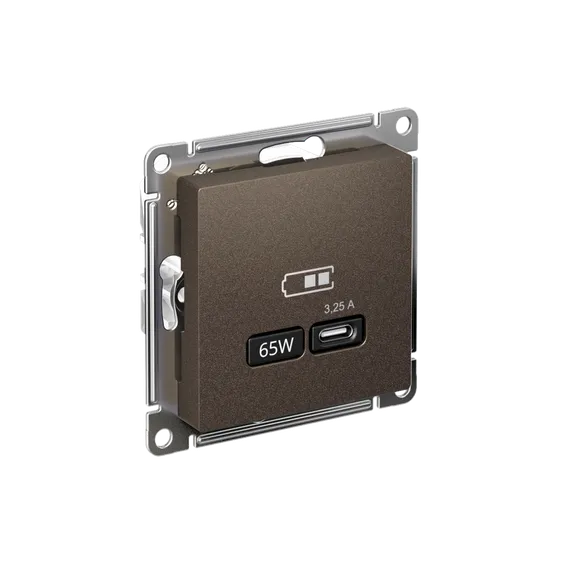 Розетка с USB C Systeme Electric AtlasDesign Мокко ATN000627