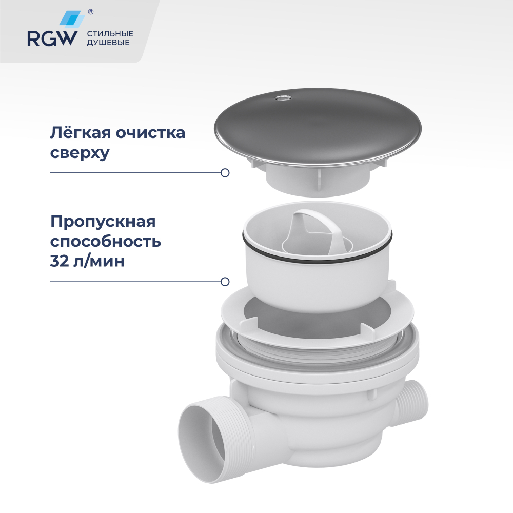 Сифон для душевых поддонов RGW Velplex QYD-01 хром