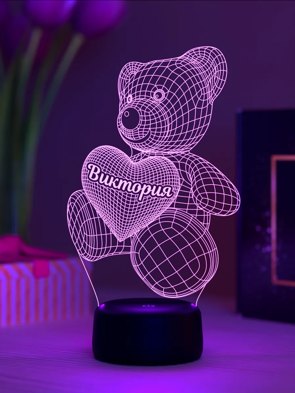 Ночник "Мишка с именем Виктория" - подарок девочке