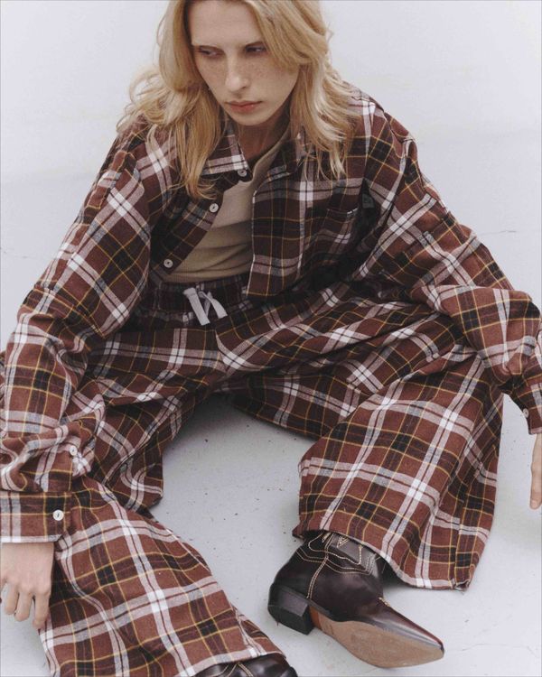 Брюки Plaid Baggy Pants Chocolate - фото 5