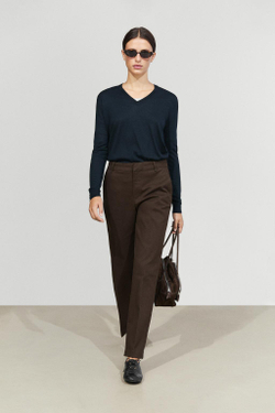 Massimo Dutti Брюки из эластичной хлопковой смеси, шоколадный