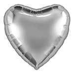 Шар фольга Сердце Большое SILVER Серебро 30"/75 см с гелием