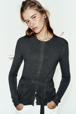 КАРДИГАН В РУБЧИК С ПОЯСОМ — ZARA