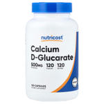 Nutricost, D-глюкарат кальция, 500 мг, 120 капсул