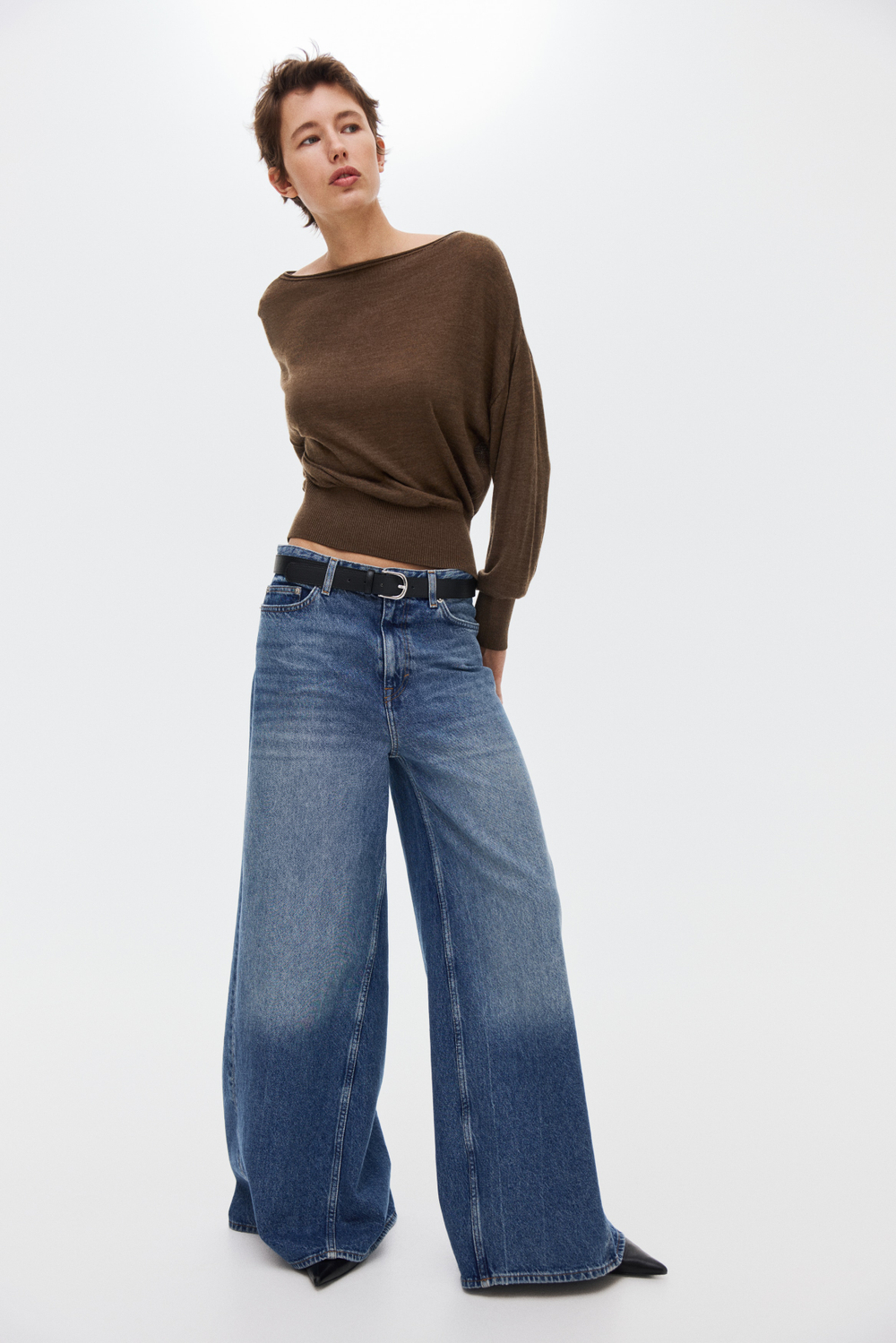 Тонкий трикотажный топ на одно плечо — Кремовый — H&M 1335822
