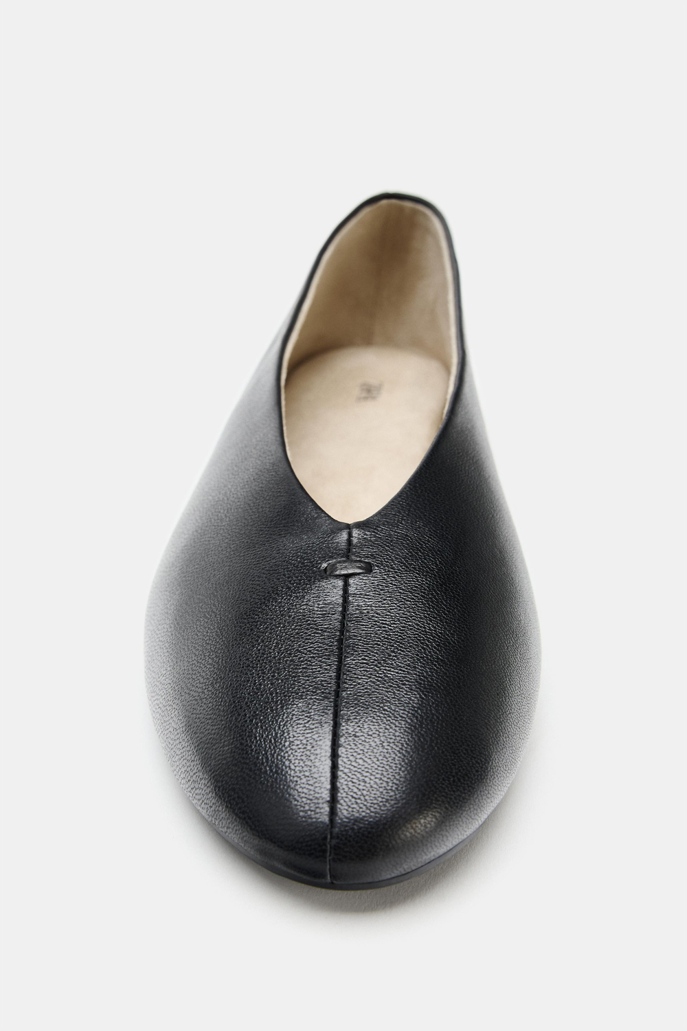 ZARA ПЛОСКИЕ КОЖАНЫЕ БАЛЕТКИ, ЧЕРНЫЙ