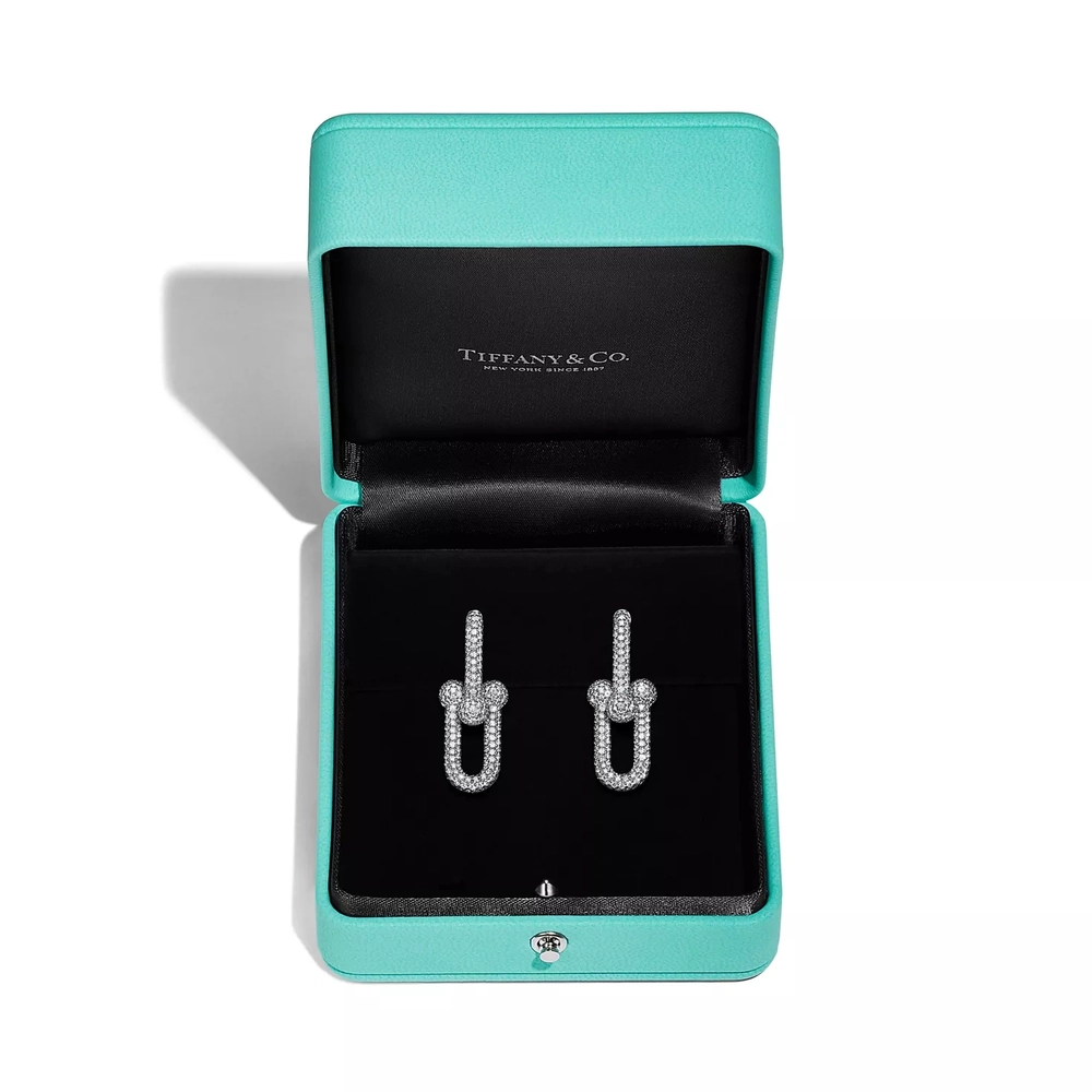 Серьги из белого золота 18k с бриллиантами, Tiffany 💠Hard Wear Large