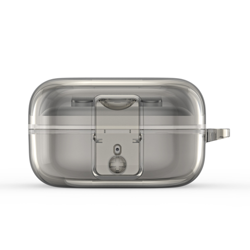 Чехол серого цвета из TPU для наушников Samsung Buds4 и Buds 4 Pro, серия SECI Series от Dux Ducis, в комплекте с карабином