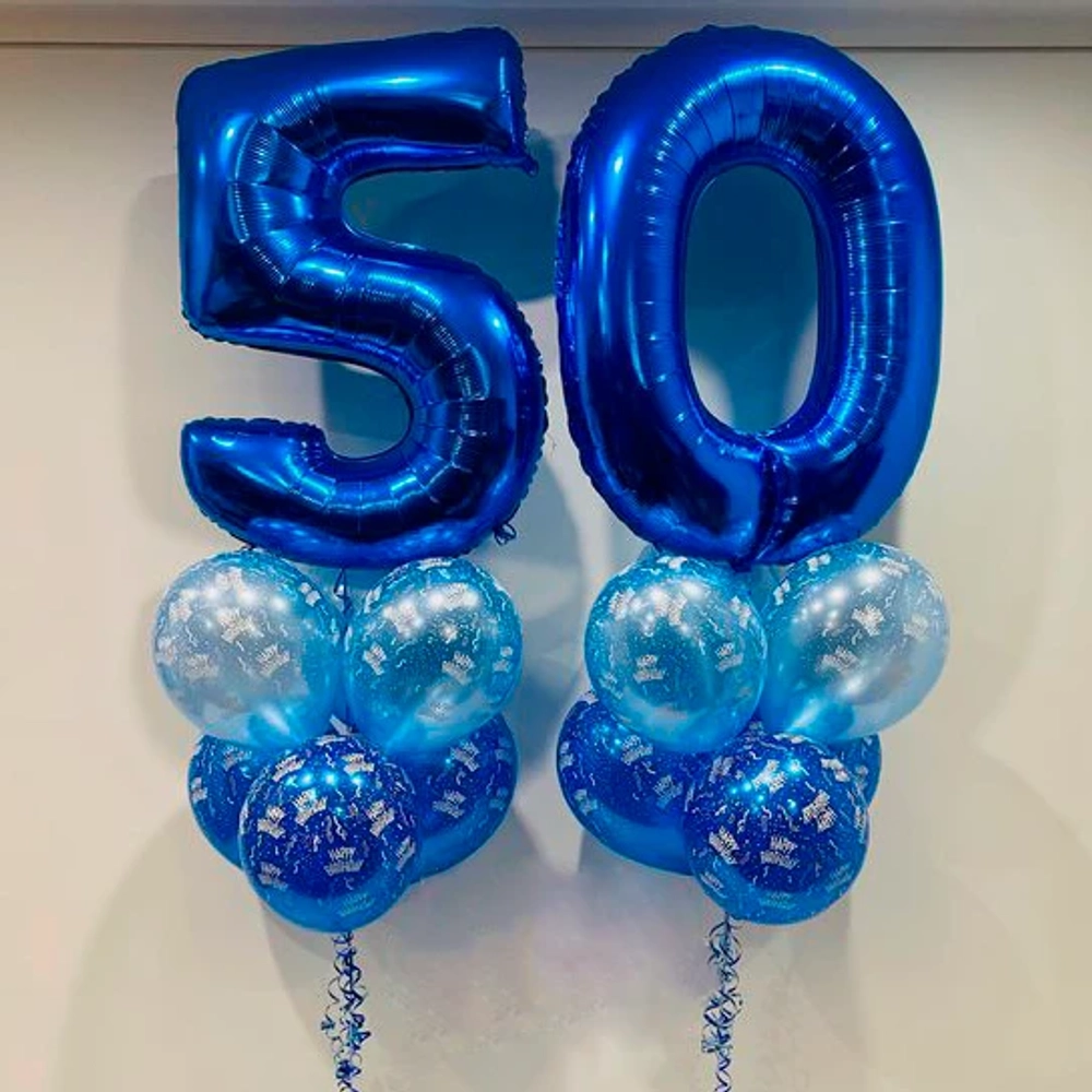 Синяя Композиция из шаров на 50 лет Мужчине