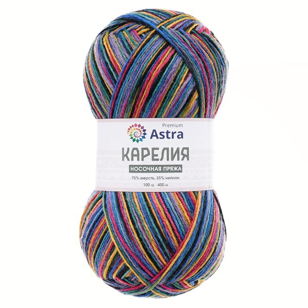 Пряжа Astra Premium (Астра Премиум) Карелия носочная (Karelia sock) / уп.2 мот. по 100 г, 400 м, 1002