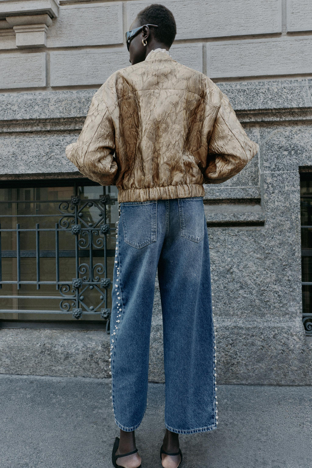 ZARA СТЕГАНЫЙ БОМБЕР, ЗОЛОТИСТЫЙ