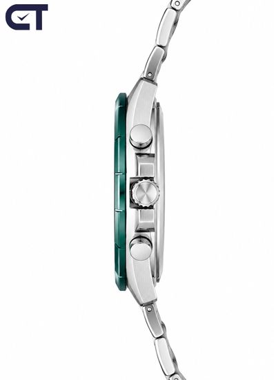 CASIO EFR-539DE-3AVUDF EDIFICE мужские наручные часы — крупный хронограф с зелёным циферблатом и зелёным IP-безелем