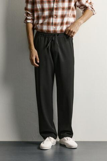 ZARA БРЮКИ COMFORT REGULAR FIT, ЧЕРНЫЙ