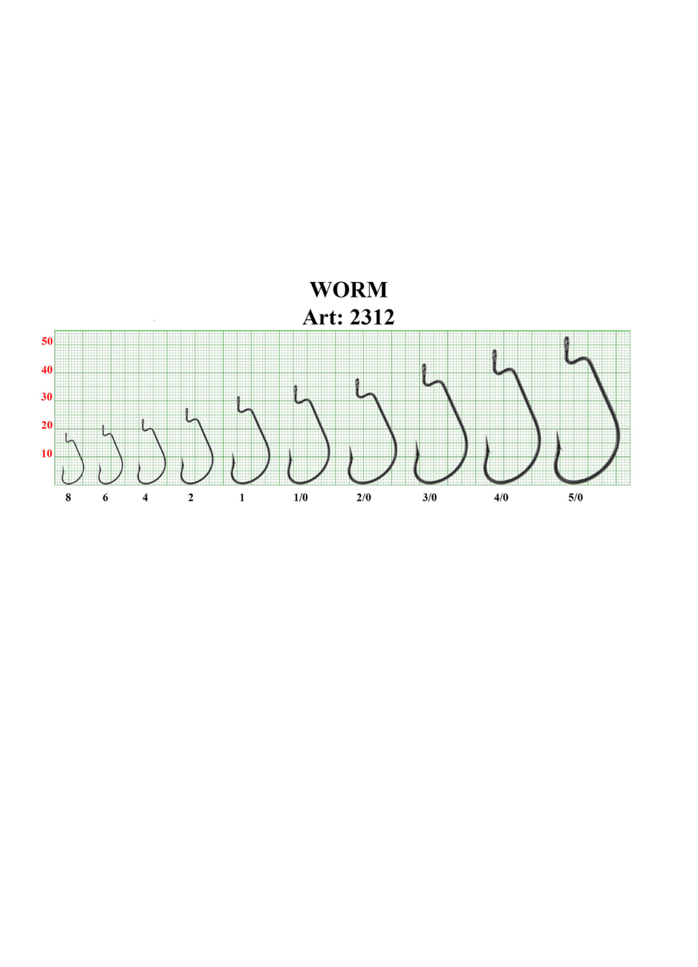 Крючок рыболовный Fish Crystal (офсет) WORM 2312 №2 (5 упаковок)