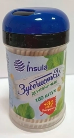 Зубочистки INSULA 150+30 штук в пласт.банке (отгрузка только кратно минивлож)