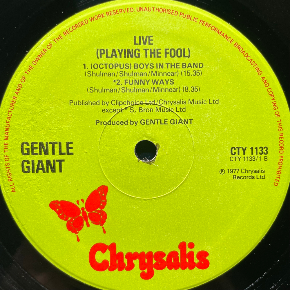 Gentle Giant ‎– Playing The Fool 2LP (Англия 1977г.)