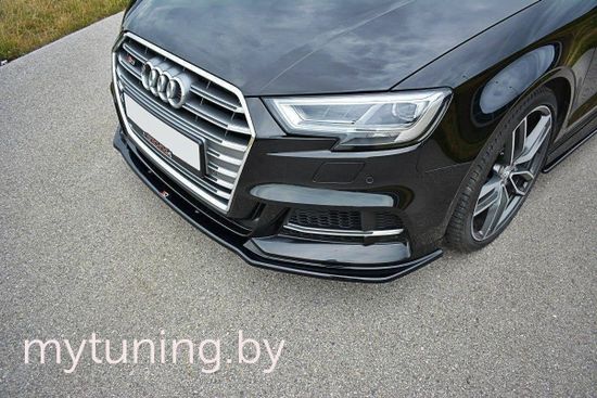 Сплиттер бампера переднего V.1 для AUDI A3 8V S-Line / S3 8V рестайлинг (17-...)