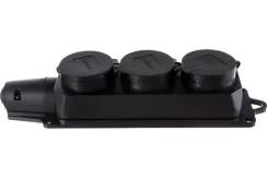 Колодка Navigator 3 гнезда с заземлением IP44 каучук + поликарбонат черная 11078