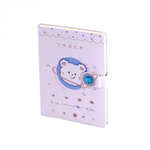 Записная книжка 12,5 см * 17,5 см , 7БЦ, Alingar, ламинация (soft touch), клапан на магн со стразой, 95л., комбинир. внутр. блок, "Мишка и планета"