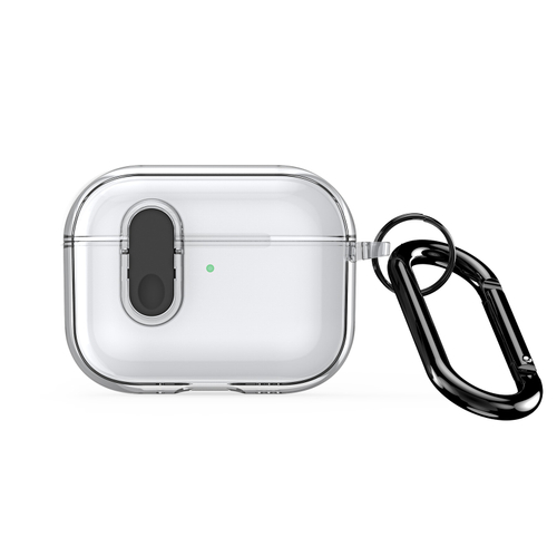 Прозрачный чехол с черной кнопкой для наушников AirPods Pro 3, серия PECL Series от Dux Ducis, в комплекте с карабином