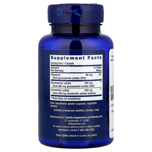 Life Extension, капсулы с глюкозамином и хондроитином, 90 капсул