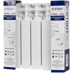 Радиатор биметаллический STOUT TITAN 350 - 4 секции (подключение боковое, цвет белый)