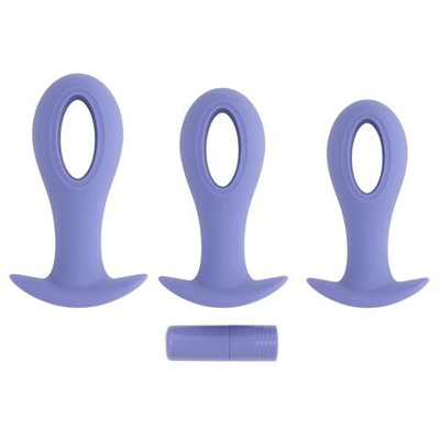Набор из 3 анальных пробок с вибропулей Hole Punch Plug Set (Цвет: сиреневый)
