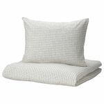 Комплект постельного белья IKEA AKERFIBBLA (ОКЕРФИББЛА), Односпальный, Белый в клетку, 150x200, 50x80 см