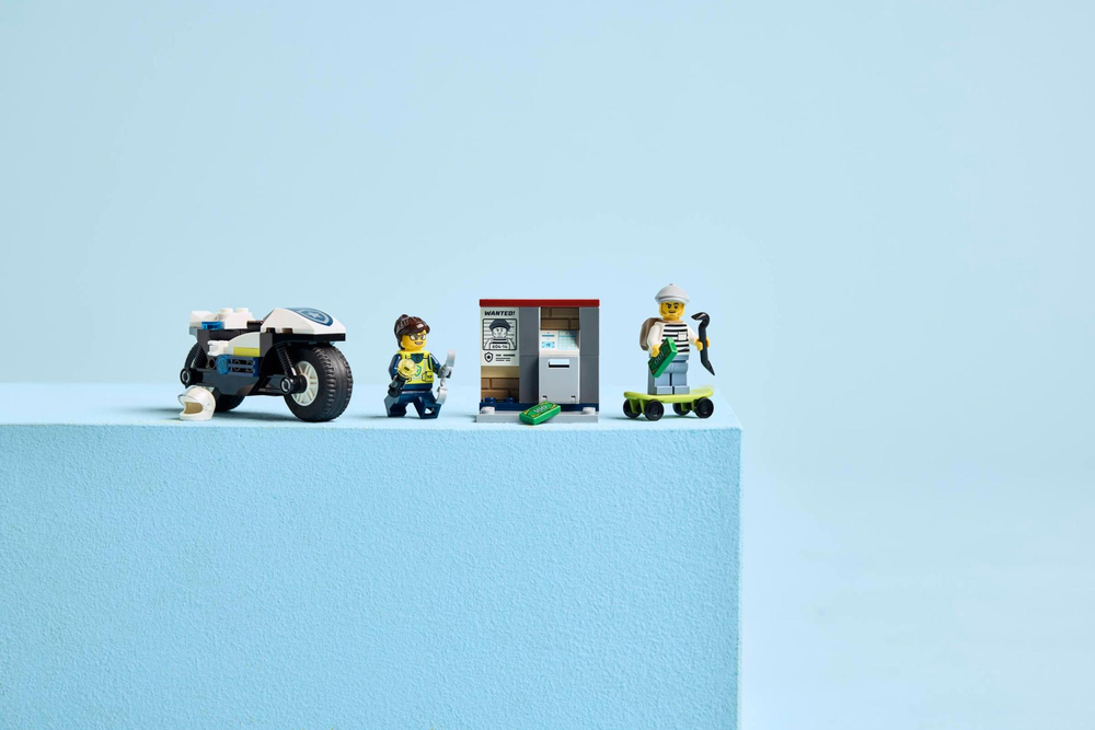 Конструктор Лего Сити Полицейская погоня на мотоцикле 60455 | LEGO City Police Motorcycle Chase | 65 деталей | 4+