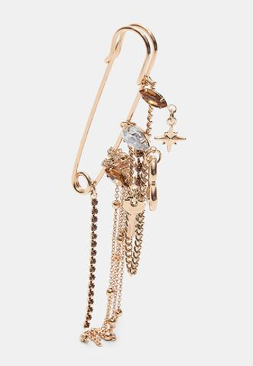 Stradivarius Брошь-цепочка со стразами, золотой