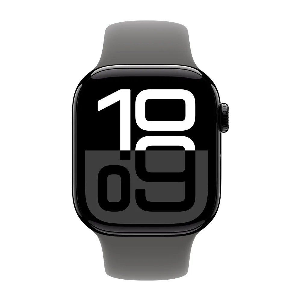 Умные часы Apple Watch Series 10 GPS, 42mm, Jet Black Aluminium Case with Sport Band M/L, Stone Gray (Черный)