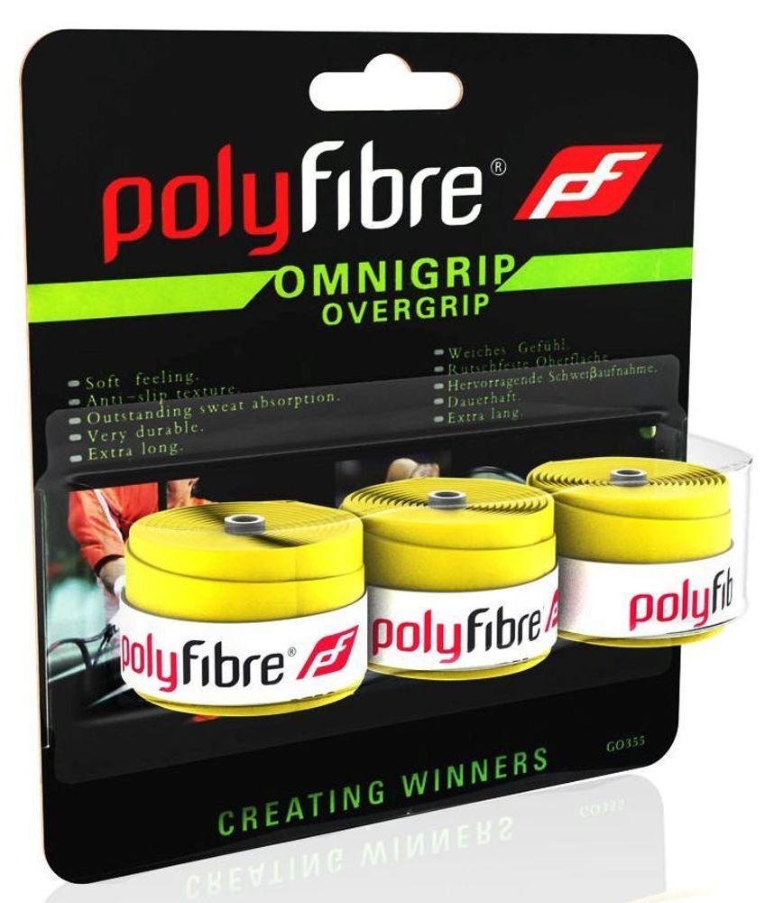 Теннисные намотки Polyfibre Omnigrip Overgrip 3P - желтый