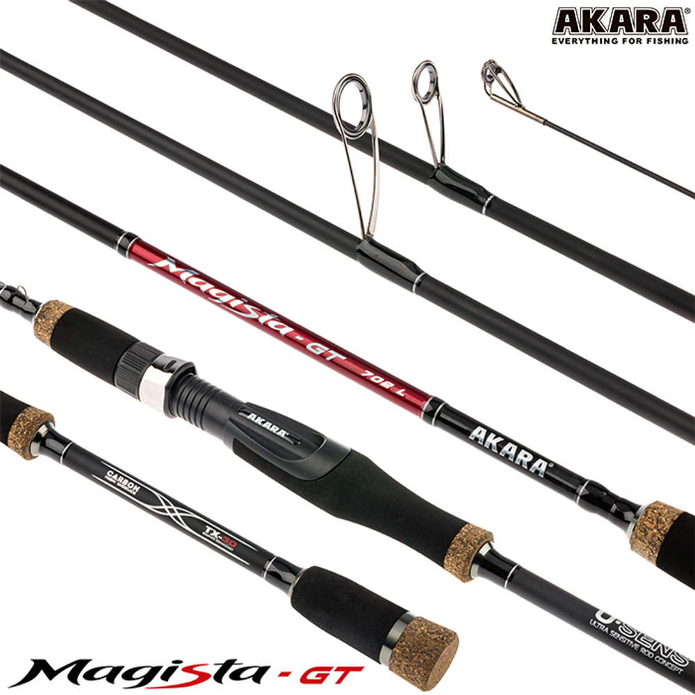 Спиннинг штекерный угольный 2 колена Akara Magista GT L762 (2,5-11) 2,28 м