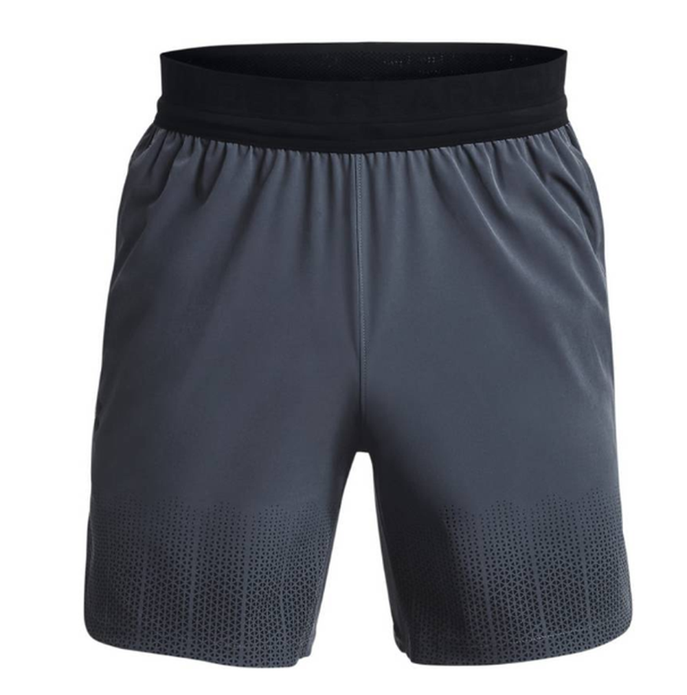 Мужские теннисные шорты Under Armour Men's UA Armor Print Peak Woven Shorts - gray/black