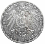 3 марки (A) Германия-Пруссия. 1909 год. XF+