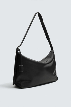 ZARA КОЖАНАЯ СУМКА, ЧЕРНЫЙ