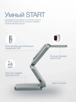 беспроводная зарядка 3 в 1 Док-станция для Iphone 15Вт