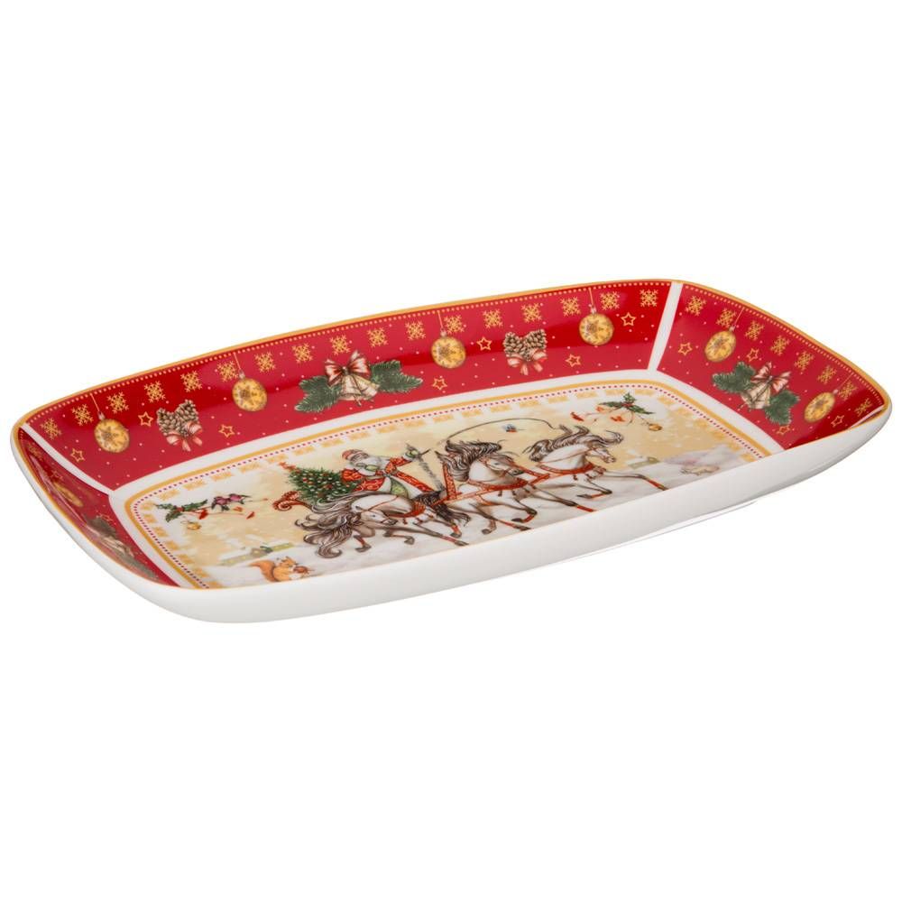 БЛЮДО LEFARD "ТРОЙКА" ПРЯМОУГ. 25*16*3 СМ КРАСНОЕ (КОР=12ШТ.)